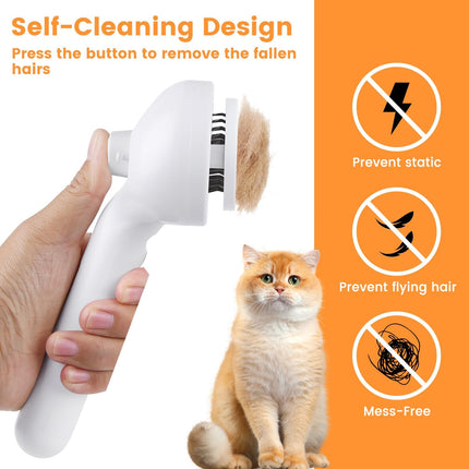 3-in-1 Steamy Cat Brush – Pet Steam Brush for Shedding & Grooming – Water Mist Spray Comb for Long & Short Haired Cats and Dogs – One-Click Hair Release