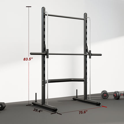 Multi-Function Half Squat Rack with Pull-Up Bar – Adjustable Bench Press Station & Barbell Holder – Heavy-Duty Strength Training Rack
