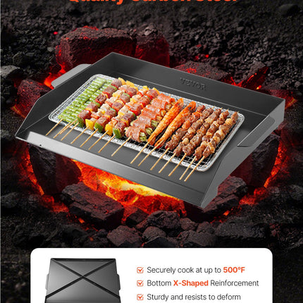 22x16" Carbon Steel Flat Top Griddle – Large Universal BBQ Grill Pan for Outdoor Cooking & Camping