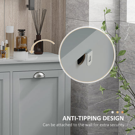 Double Tilt-Out Laundry Cabinet with 2 Removable Compartments – Space-Saving Bathroom Sorter – Contemporary Gray Finish