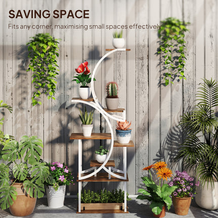62" Tall 8-Tier Wooden Plant Stand – Large Capacity Multi-Level Flower Shelf – Carbonized Wood Display Rack for Indoor Garden