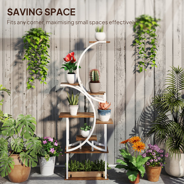 62" Tall 8-Tier Wooden Plant Stand – Large Capacity Multi-Level Flower Shelf – Carbonized Wood Display Rack for Indoor Garden