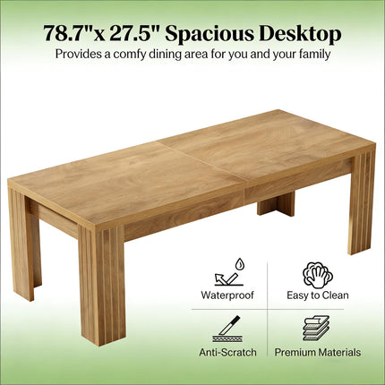 Rustic Farmhouse Dining Table – Spacious 6-10 Person Seating – Durable MDF Kitchen & Home Office Desk – Scratch & Water Resistant Surface – Easy Assembly
