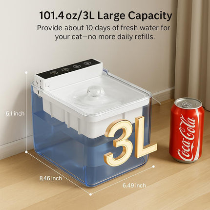 Smart Automatic Pet Water Fountain – Motion Sensor Activated Dog & Cat Water Dispenser – Ultra-Quiet Filtered Drinking Fountain