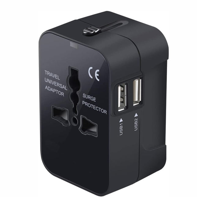 Universal All-in-One Worldwide Travel Adapter – Wall Charger with USB-C & USB-A Ports – International Power Plug for USA, EU, UK, AUS & 150+ Countries