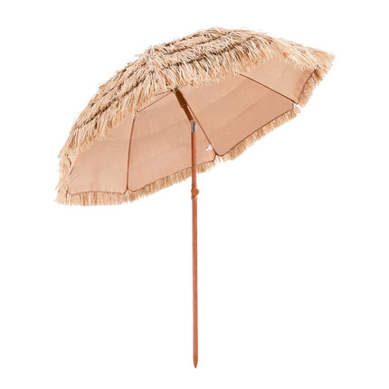6ft Tiki Thatched Patio Umbrella – Tropical Hawaii Style Beach Umbrella – Faux Straw Outdoor Parasol for Poolside, Garden & Tiki Bar
