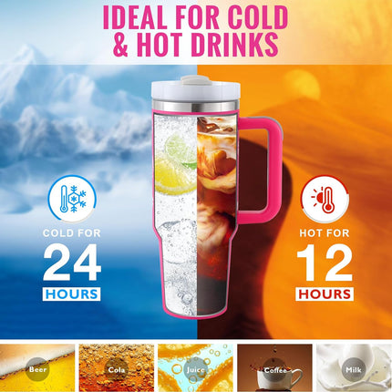 Oversized 40oz Travel Mug with Straw – Spill-Proof Insulated Water Bottle for Gym, Office & Road Trips