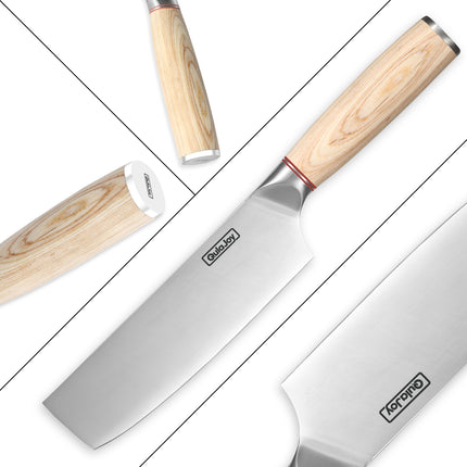 Qulajoy™ Japanese Vegetable Cleaver – High-Carbon Stainless Steel Chopping Knife with Wooden Handle