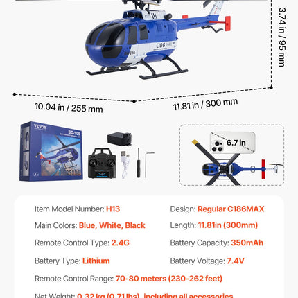 4-Channel RC Helicopter with 6-Axis Gyro – 2.4GHz Remote Control Aircraft with Altitude Hold – Easy to Fly for Kids & Beginners