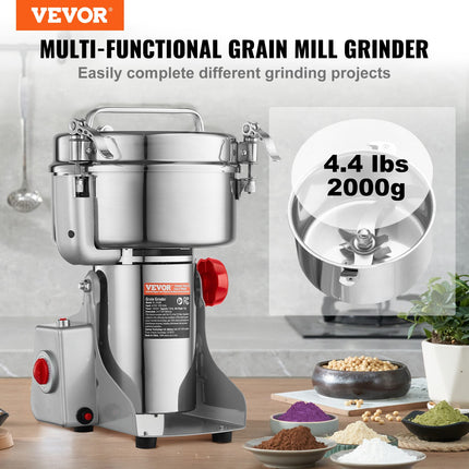 2500W High-Speed Electric Spice Grinder – 2000g Capacity Commercial Flour Mill – Heavy Duty Herb & Grain Pulverizer