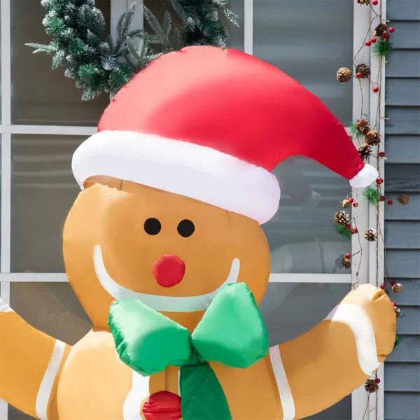 6-Foot Inflatable Christmas Gingerbread Man – Lighted Outdoor Holiday Decoration with Built-In LED Lights & Easy Setup