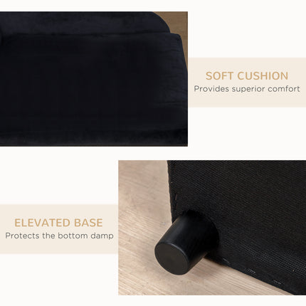 Luxury Black Pet Sofa Bed with Hidden Storage – Modern Faux Leather Dog & Cat Couch – Elevated Designer Pet Furniture for Small Breeds