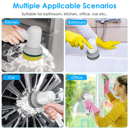 Electric Handheld Spin Scrubber – Cordless Cleaning Brush with 2 Rotating Speeds – 3 Replaceable Heads for Kitchen, Bathroom, Tile & Sink