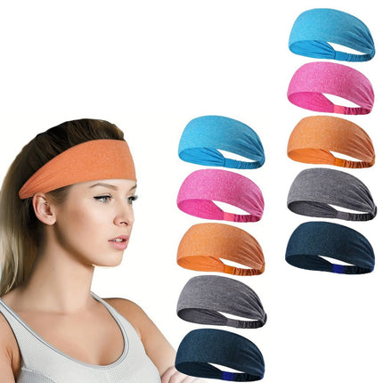5-Pack Unisex Sports Headbands – Moisture Wicking Workout Sweatbands for Men & Women – Non-Slip Elastic Hair Band for Running, Gym & Yoga