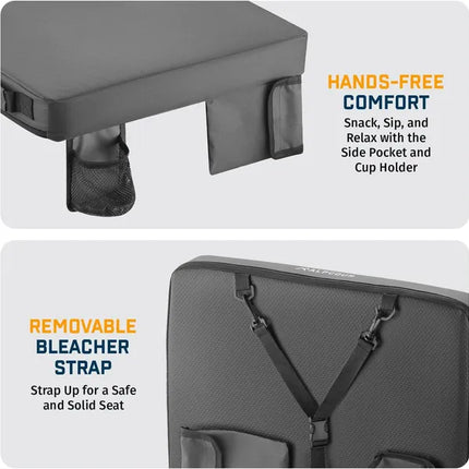 Extra Thick Portable Stadium Seat Cushion – 3-Inch Waterproof Bleacher Pad with Cup Holder for Sports Fans & Outdoor Events
