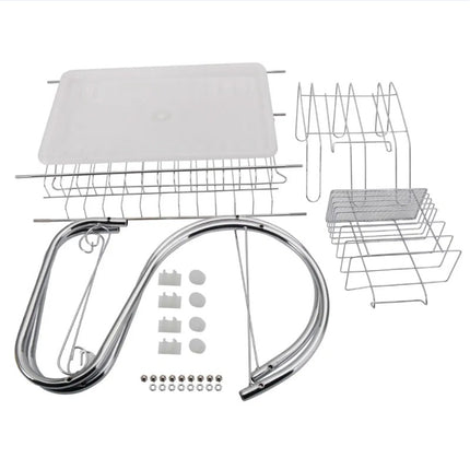 Large Capacity Double-Layer Dish Drainer – Rust-Proof Kitchen Rack for Plates, Bowls & Utensils