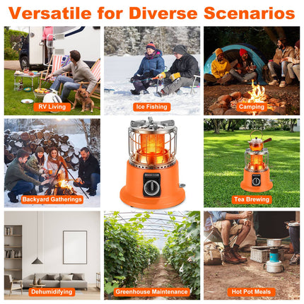 3000W Portable 2-in-1 Propane Heater & Stove – Outdoor Gas Heater with Pot Stand – For Ice Fishing, Winter Camping & Emergency Use