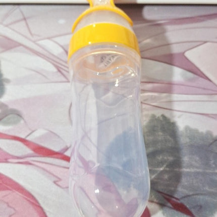 2-in-1 Baby Cereal Feeding Bottle – Silicone Squeeze Spoon Feeder – Mess-Free Infant Food Dispensing Spoon for Purees & Rice Cereal