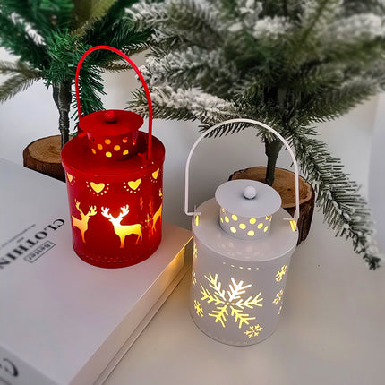 Christmas LED Lantern Lights – Nordic Style Decorative Wind Lamp with Electronic Candle – Realistic Flickering Flame Xmas Ornaments