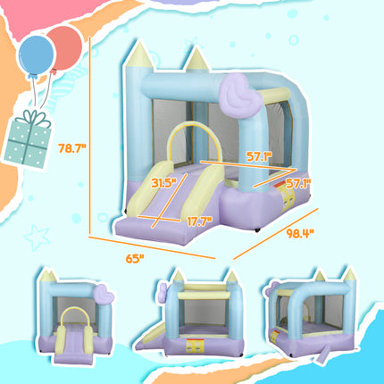 Inflatable Bounce House with Heavy-Duty Air Blower – Kids Jump Castle with Slide, Repair Patches & Storage Bag – Outdoor/Indoor Play Center for Ages 3-8