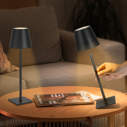 Set of 2 Modern Black Cordless Lamps – 5200mAh Rechargeable LED Table Light – Touch Dimmable Minimalist Lamp for Patio, Cafe & Bedroom