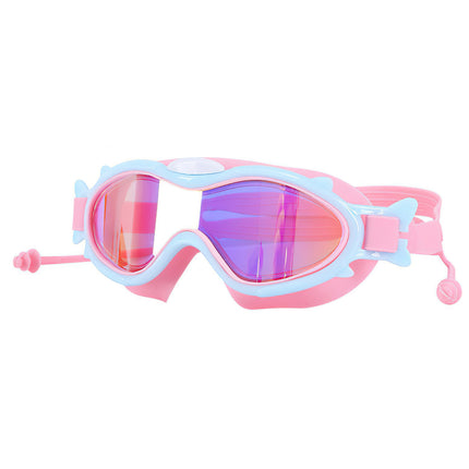 Kids & Youth Swim Goggles with Attached Earplugs – Anti-Fog & UV Protection – Wide View Leak-Proof Swimming Glasses for Boys & Girls Aged 3-16