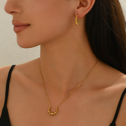 Minimalist Crescent Moon Jewelry Set – Gold Plated Pendant Necklace & Stud Earrings – Elegant Everyday Accessories for Women – Tarnish-Free Jewelry