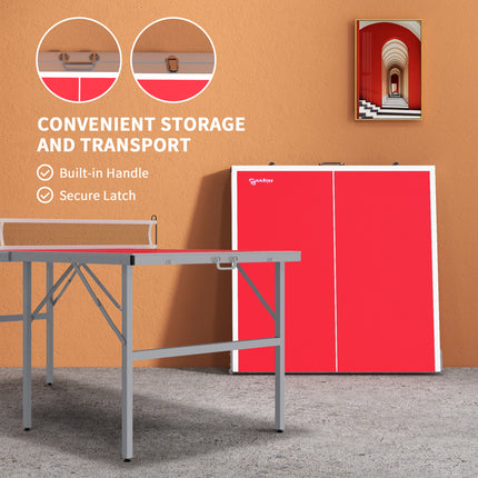 Portable Folding Ping Pong Table Set – Mid-Size Indoor/Outdoor Table Tennis Table with Net, Paddles, and Balls – Space-Saving Game Table