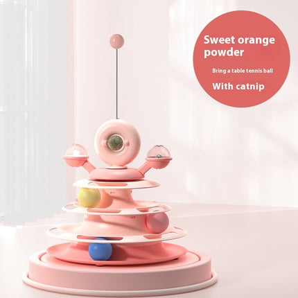 4-Level Cat Toy Tower – Interactive Track Roller with Spinning Balls – Mental Stimulating Puzzle for Indoor Cats & Kittens