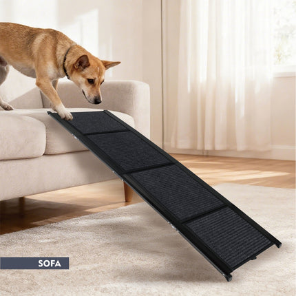 71" Extra Long Dog Ramp for Large Dogs – Portable Folding Car Ramp for SUVs & Trucks – Non-Slip Rug Surface – Supports up to 250lbs