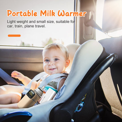 Portable Baby Bottle Warmer with Night Light – 6 Temperature Levels USB Rechargeable Milk Warmer – Travel Formula Heater for On-the-Go