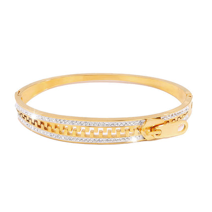 Trendy Titanium Steel Zipper Bracelet – Unique Industrial Design Wristband – High-End Personalized Jewelry for Women
