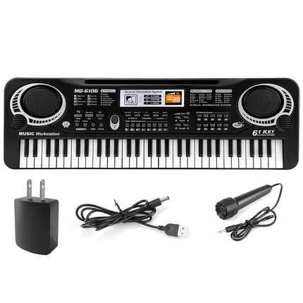 61-Key Digital Music Electronic Keyboard – Electric Piano with Microphone for Beginners – Portable Musical Instrument for Kids & Adults – Learning Mode & Recording