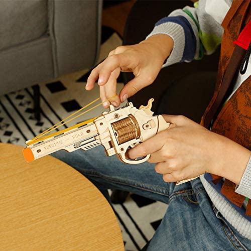 Robotime DIY Mechanical Gun Model Building Kit – Functional 3D Wooden Puzzle – Creative Birthday Gift for Boys, Teens & Hobbyists
