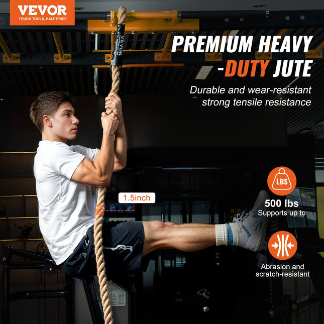 Professional Gym Climbing Rope – 1.5" Diameter Heavy-Duty Fitness Rope – 10ft Strength Training Rope for Home Gym & CrossFit