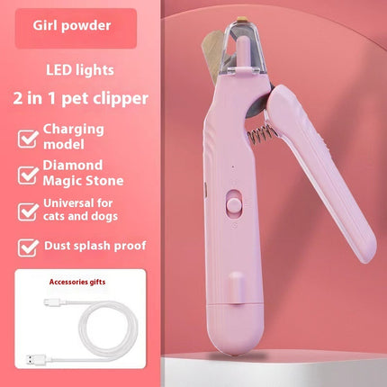 2-in-1 Pet Nail Clippers with LED Light – Quick-View Bloodline Sensor – Professional Dog & Cat Nail Trimmer with Built-in File