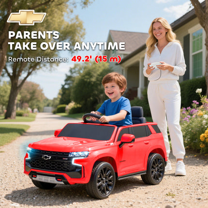 12V Electric Ride-On Car for Kids – Sporty Red SUV with Parental Remote Control – Spring Suspension, LED Lights & Music Player