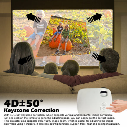 4K Supported 5G WiFi Bluetooth Projector – Native 1080P Full HD Movie Projector with 4D Keystone Correction – Outdoor Cinema for Smartphone, PS4, Laptop & TV Stick