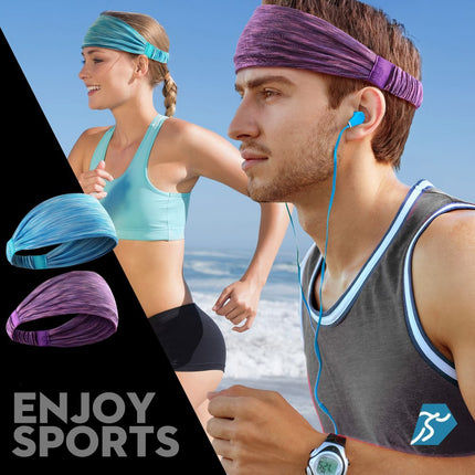 5-Pack Unisex Sports Headbands – Moisture Wicking Workout Sweatbands for Men & Women – Non-Slip Elastic Hair Band for Running, Gym & Yoga