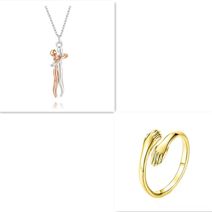 Romantic "Love Hug" Pendant Necklace – Symbolic Couple Jewelry for Lovers – Meaningful Anniversary & Valentine’s Day Gift for Him & Her