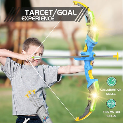 Kids Archery Bow and Arrow Set – 10 Suction Cup Arrows Included – LED Light-Up Hunting Game Toy – Perfect Outdoor & Indoor Gift for Boys & Girls