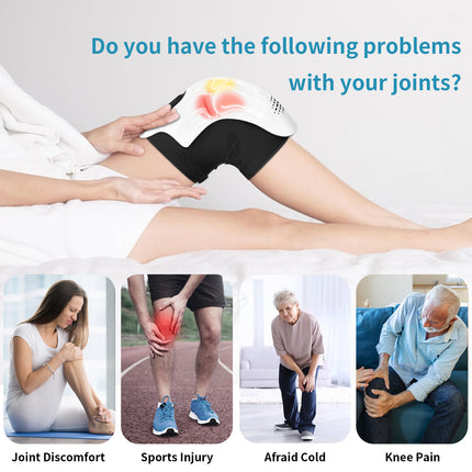 Intelligent Knee Massager with Heat & Vibration – Infrared Laser Therapy for Joint Pain Relief – Cordless Rechargeable Knee Care Device