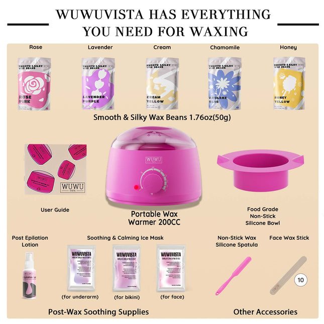 WuwuVista™ Professional 23-in-1 Waxing Kit – Full Body Hair Removal System with Digital Warmer