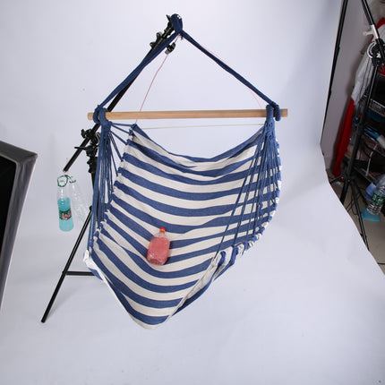 Premium Canvas Hammock Hanging Chair – Portable Swing Seat with Wooden Spreader Bar & 2 Pillows – 265lbs Capacity for Indoors & Outdoors