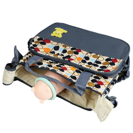5pcs Baby Diaper Bag Set – Multi-Functional Mummy Travel Tote – Large Capacity Shoulder Bag with Changing Pad & Insulated Bottle Bag