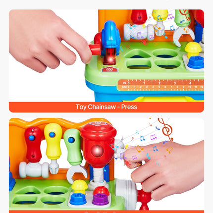 Musical Learning Workbench for Toddlers – 20+ Interactive Functions & Sound Effects – STEM Engineering Toy for Boys & Girls Ages 2+ – Shape Sorter & Tool Kit