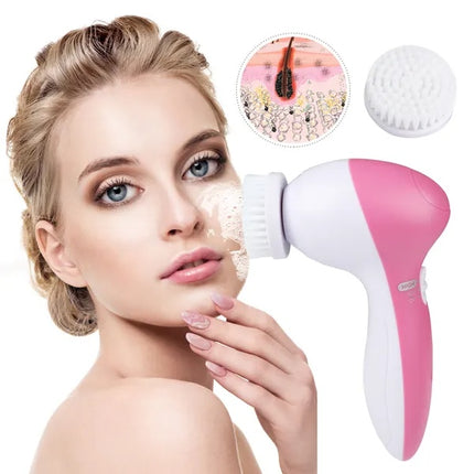 5-in-1 Waterproof Facial Brush – Complete Skincare System for Radiant Skin