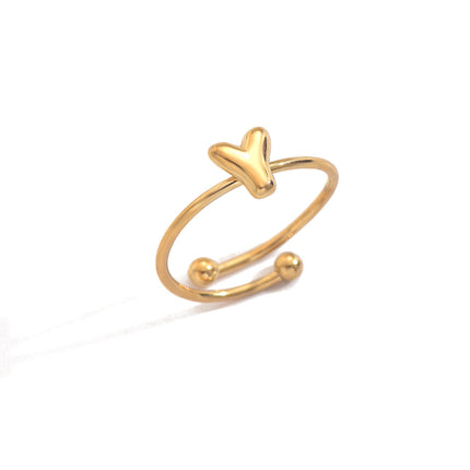 18K Gold Plated Initial Rings for Women – Adjustable Stainless Steel Letter A-Z Ring – Personalized Minimalist Jewelry – Waterproof & Tarnish-Free