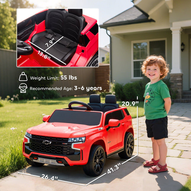 12V Electric Ride-On Car for Kids – Sporty Red SUV with Parental Remote Control – Spring Suspension, LED Lights & Music Player