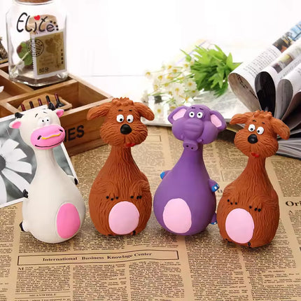 4-Pack Cute Latex Dog Squeaky Toys – Soft Chew Toys for Small Dogs & Puppies – Interactive Sound Toys for Teething & Dental Health
